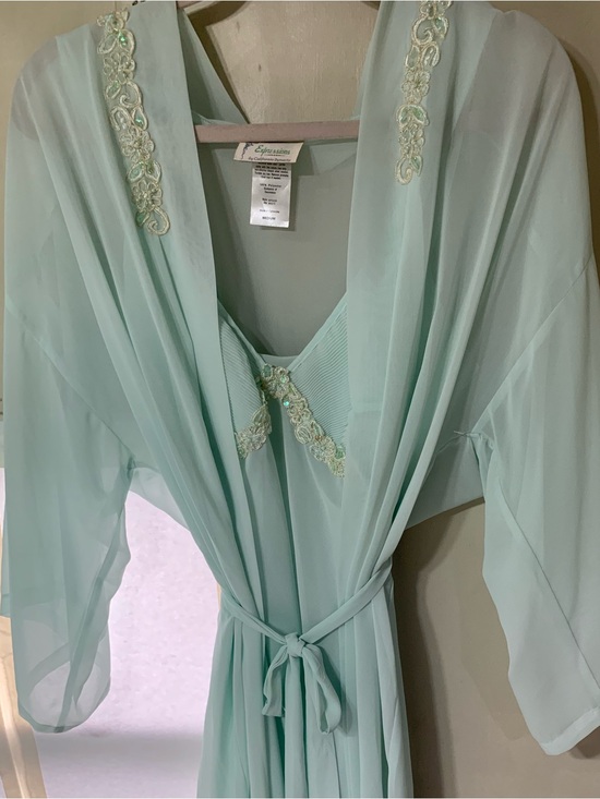 Expressions Other - Expressions Sheer Mint Green Lace-Trim Robe&Sheer Slip set ( 2 piece)